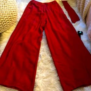 Maeve ( Anthology) red wide bottom slacks with sash. Size 4